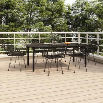 ARDEBO.de - 7-tlg. Garten-Essgruppe Schwarz Poly Rattan