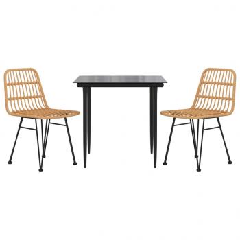 3-tlg. Garten-Essgruppe Poly Rattan