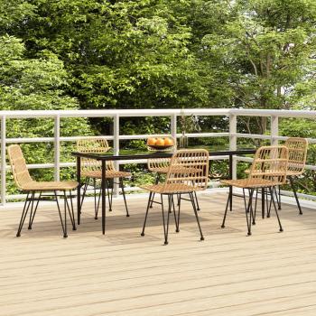 ARDEBO.de - 7-tlg. Garten-Essgruppe Poly Rattan