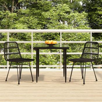 ARDEBO.de - 3-tlg. Garten-Essgruppe Schwarz Poly Rattan