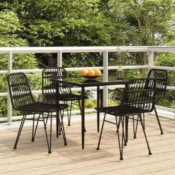ARDEBO.de - 5-tlg. Garten-Essgruppe Schwarz Poly Rattan