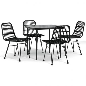 5-tlg. Garten-Essgruppe Schwarz Poly Rattan
