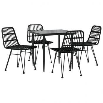 5-tlg. Garten-Essgruppe Schwarz Poly Rattan