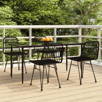 ARDEBO.de - 5-tlg. Garten-Essgruppe Schwarz Poly Rattan