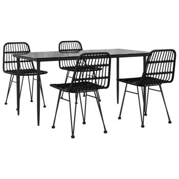 5-tlg. Garten-Essgruppe Schwarz Poly Rattan