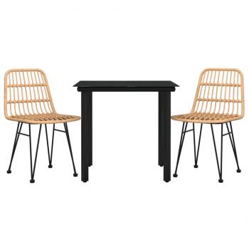 3-tlg. Garten-Essgruppe Poly Rattan
