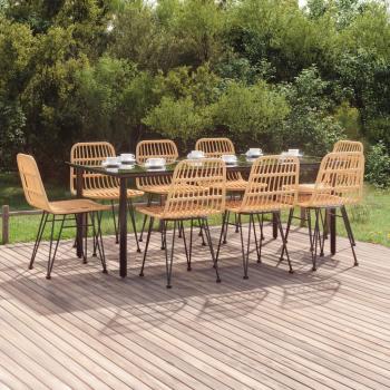 ARDEBO.de - 9-tlg. Garten-Essgruppe Poly Rattan