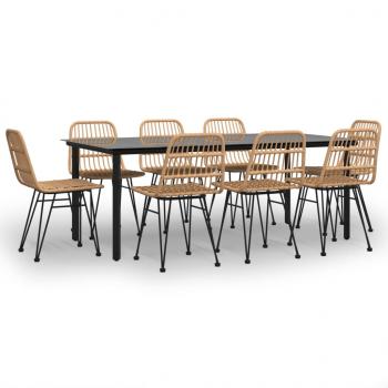 9-tlg. Garten-Essgruppe Poly Rattan