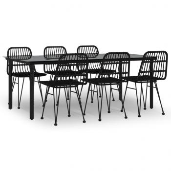 7-tlg. Garten-Essgruppe Schwarz Poly Rattan