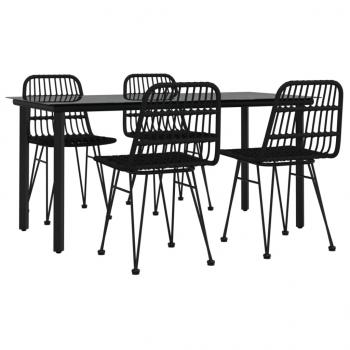5-tlg. Garten-Essgruppe Schwarz Poly Rattan