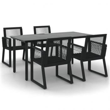 5-tlg. Garten-Essgruppe Schwarz PVC Rattan