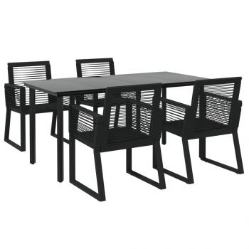 5-tlg. Garten-Essgruppe Schwarz PVC Rattan