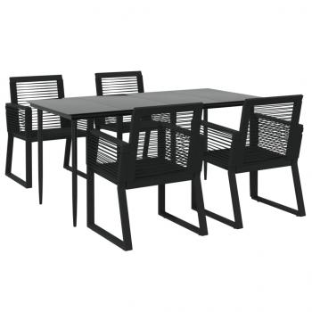 5-tlg. Garten-Essgruppe Schwarz PVC Rattan