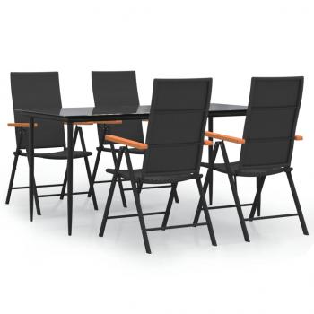 5-tlg. Garten-Essgruppe Schwarz und Braun Poly Rattan