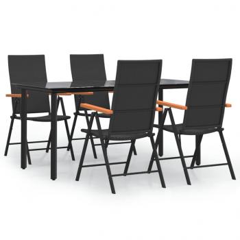 5-tlg. Garten-Essgruppe Schwarz und Braun Poly Rattan