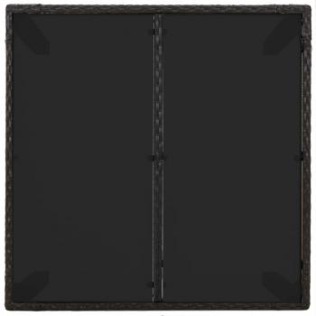 Gartentisch mit Glasplatte Schwarz 90x90x75 cm Poly Rattan