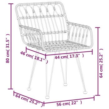 3-tlg. Garten-Essgruppe Poly Rattan