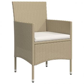 7-tlg. Garten-Essgruppe mit Kissen Beige und Schwarz