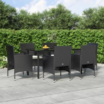 ARDEBO.de - 7-tlg. Garten-Essgruppe mit Kissen Schwarz