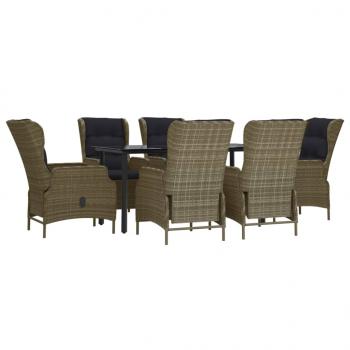 7-tlg. Garten-Essgruppe Braun Poly Rattan
