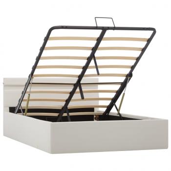 Bett mit Bettkasten Hydraulisch LED Weiß Kunstleder 120x200 cm 