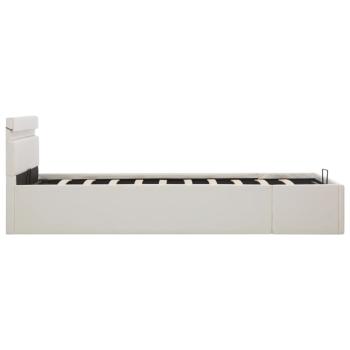 Bett mit Bettkasten Hydraulisch LED Weiß Kunstleder 120x200 cm