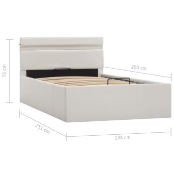 Bett mit Bettkasten Hydraulisch LED Weiß Kunstleder 100x200 cm 