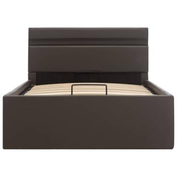 Bett mit Bettkasten Hydraulisch LED Grau Kunstleder 90x200 cm 