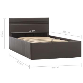 Bett mit Bettkasten Hydraulisch LED Grau Kunstleder 90x200 cm 