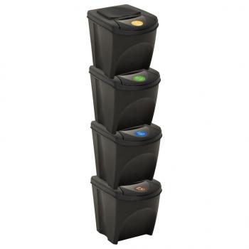 ARDEBO.de - Stapelbare Mülleimer 4 Stk. Anthrazit 100 L  