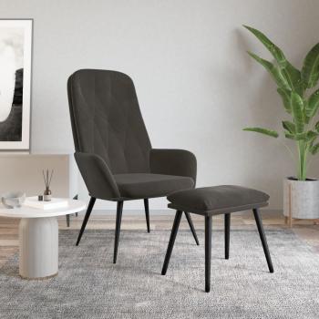 ARDEBO.de - Relaxsessel mit Hocker Dunkelgrau Samt