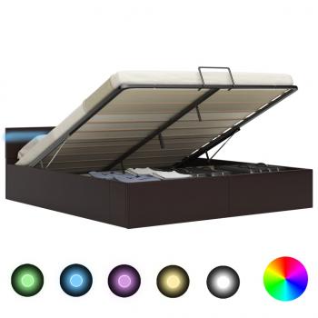 ARDEBO.de - Bett mit Bettkasten Hydraulisch LED Grau Kunstleder 160x200 cm 