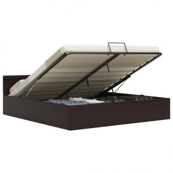 Bett mit Bettkasten Hydraulisch LED Grau Kunstleder 160x200 cm 