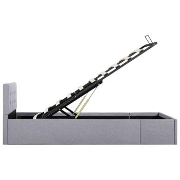 Stauraumbett Hydraulisch Hellgrau Stoff 100×200 cm