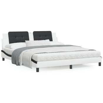 ARDEBO.de - Bett mit Matratze Weiß und Schwarz 180x200 cm Kunstleder