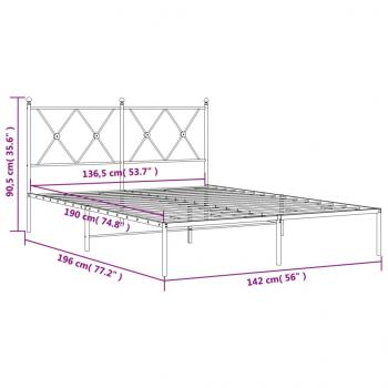 Bettgestell mit Kopfteil Metall Schwarz 135x190 cm