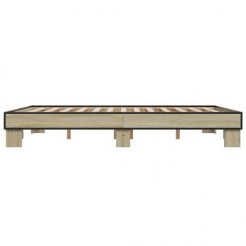 Bettgestell Sonoma-Eiche 150x200 cm Holzwerkstoff und Metall