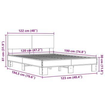 Bettgestell Räuchereiche 120x190 cm Holzwerkstoff und Metall