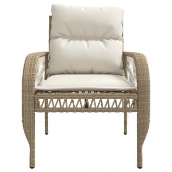4-tlg. Garten-Sofagarnitur mit Kissen Beige Poly Rattan