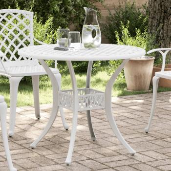 ARDEBO.de - Gartentisch Weiß Ø90x75 cm Aluminiumguss