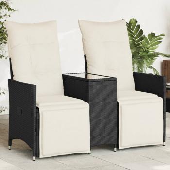 ARDEBO.de - Gartensofa 2-Sitzer Verstellbar mit Tisch Schwarz Poly Rattan