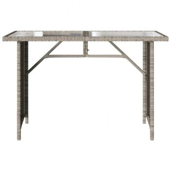 Gartentisch mit Glasplatte Hellgrau 110x68x70 cm Poly Rattan