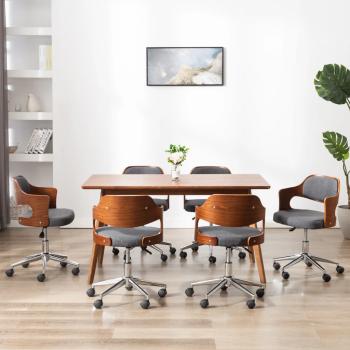 Drehbare Esszimmerstühle 6 Stk. Grau Bugholz und Stoff