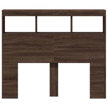 LED-Kopfteil mit Ablagen Braun Eichen-Optik 120x17x102 cm