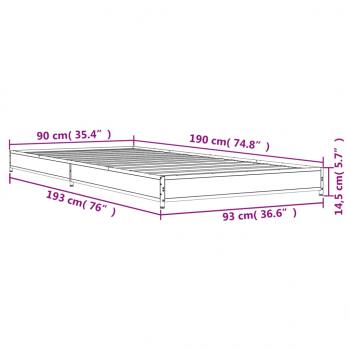 Bettgestell Schwarz 90x190 cm Holzwerkstoff und Metall