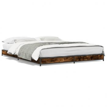 ARDEBO.de - Bettgestell Räuchereiche 150x200 cm Holzwerkstoff und Metall