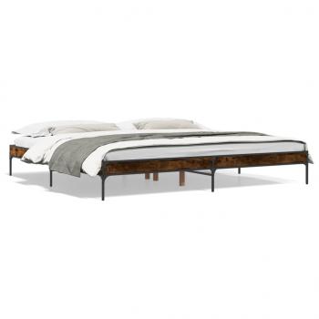 ARDEBO.de - Bettgestell Räuchereiche 200x200 cm Holzwerkstoff und Metall