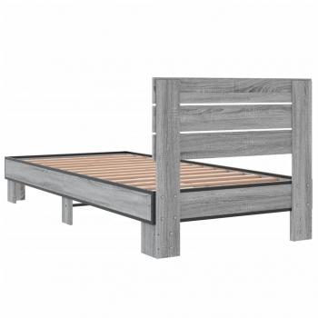 Bettgestell Grau Sonoma 100x200 cm Holzwerkstoff und Metall