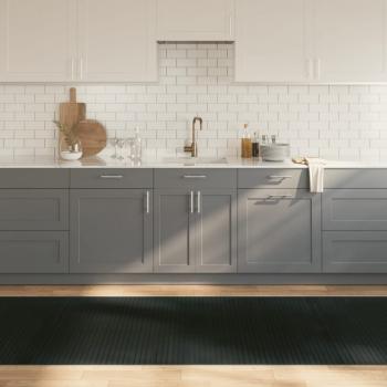 ARDEBO.de - Teppich Rechteckig Grau 100x1000 cm Bambus