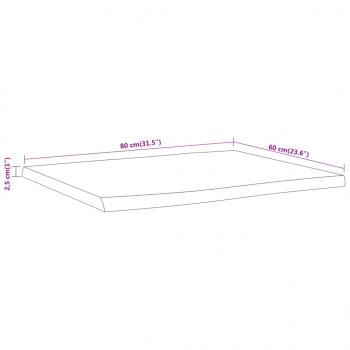 Tischplatte 80x60x2,5cm Rechteckig Massivholz Akazie Naturkante